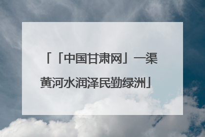 「中国甘肃网」一渠黄河水润泽民勤绿洲