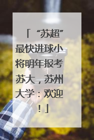 “苏超”最快进球小将明年报考苏大，苏州大学：欢迎！