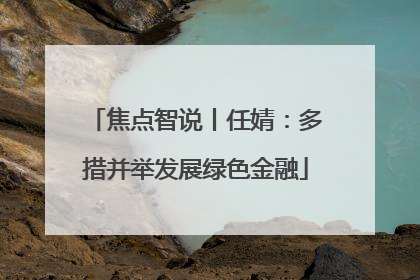 焦点智说丨任婧：多措并举发展绿色金融