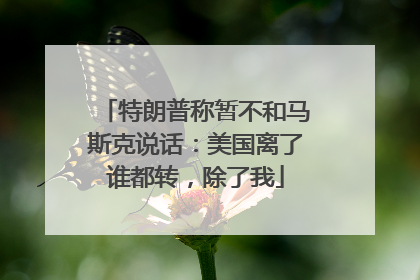 特朗普称暂不和马斯克说话：美国离了谁都转，除了我