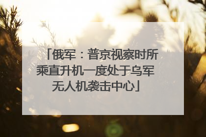 俄军：普京视察时所乘直升机一度处于乌军无人机袭击中心