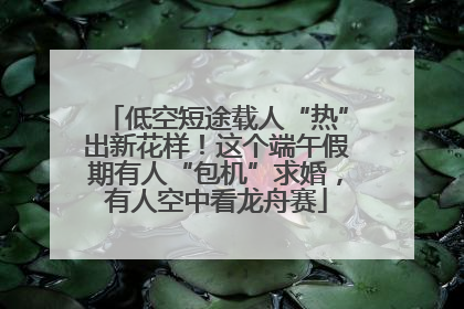 低空短途载人“热”出新花样！这个端午假期有人“包机”求婚，有人空中看龙舟赛