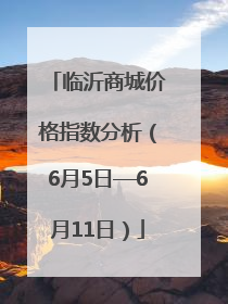 临沂商城价格指数分析（6月5日—6月11日）