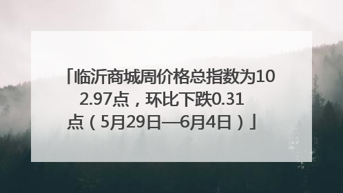 临沂商城周价格总指数为102.97点，环比下跌0.31点（5月29日—6月4日）