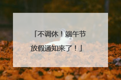 不调休！端午节放假通知来了！