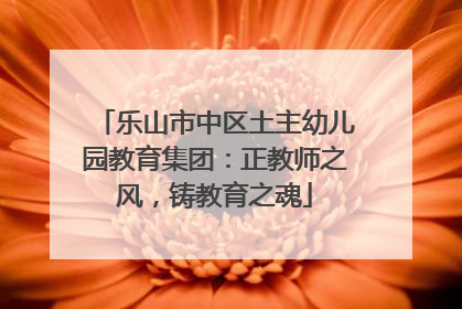 乐山市中区土主幼儿园教育集团：正教师之风，铸教育之魂