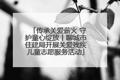 传承关爱薪火 守护童心绽放丨聊城市住建局开展关爱残疾儿童志愿服务活动