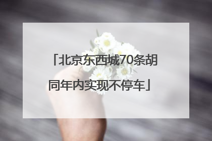 北京东西城70条胡同年内实现不停车