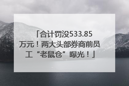 合计罚没533.85万元！两大头部券商前员工“老鼠仓”曝光！