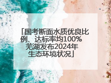 国考断面水质优良比例、达标率均100% 芜湖发布2024年生态环境状况