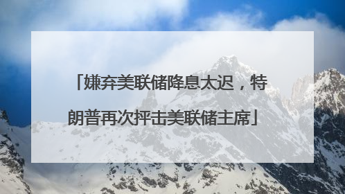 嫌弃美联储降息太迟，特朗普再次抨击美联储主席