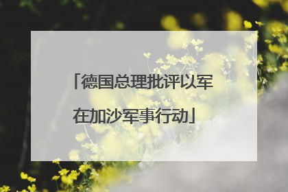 德国总理批评以军在加沙军事行动
