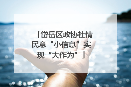 岱岳区政协社情民意“小信息”实现“大作为”