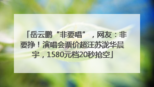 岳云鹏“非要唱”，网友：非要挣！演唱会票价超汪苏泷华晨宇，1580元档20秒抢空