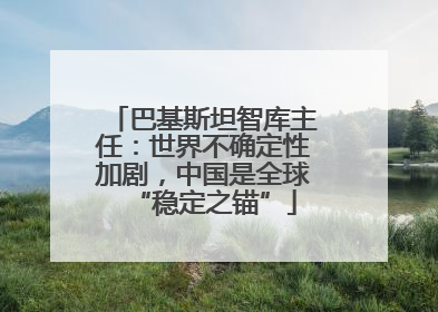 巴基斯坦智库主任：世界不确定性加剧，中国是全球“稳定之锚”