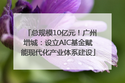 总规模10亿元！广州增城：设立AIC基金赋能现代化产业体系建设