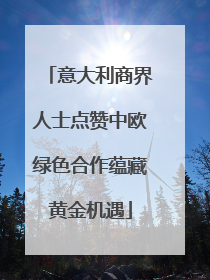 意大利商界人士点赞中欧绿色合作蕴藏黄金机遇