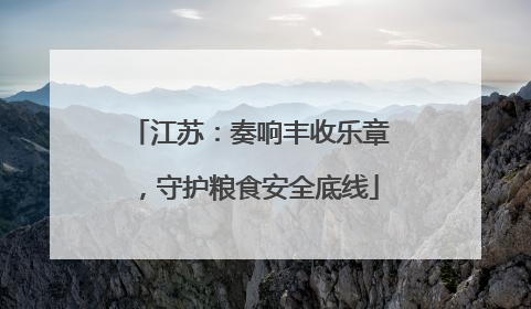 江苏：奏响丰收乐章，守护粮食安全底线