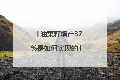 油菜籽增产37%是如何实现的