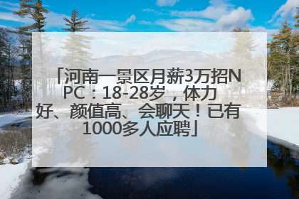 河南一景区月薪3万招NPC：18-28岁，体力好、颜值高、会聊天！已有1000多人应聘
