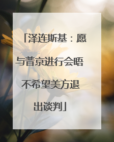 泽连斯基：愿与普京进行会晤 不希望美方退出谈判