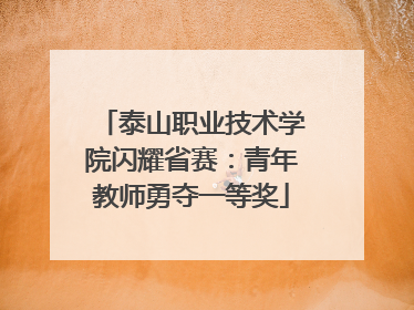 泰山职业技术学院闪耀省赛：青年教师勇夺一等奖