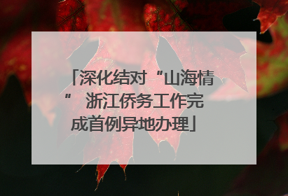 深化结对“山海情” 浙江侨务工作完成首例异地办理
