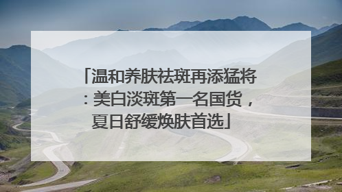 温和养肤祛斑再添猛将：美白淡斑第一名国货，夏日舒缓焕肤首选