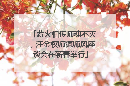 薪火相传师魂不灭，汪金权师德师风座谈会在蕲春举行