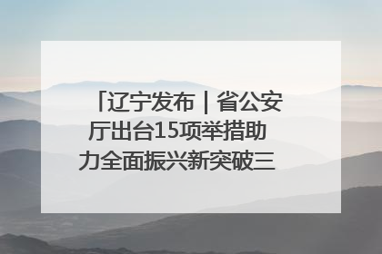 辽宁发布｜省公安厅出台15项举措助力全面振兴新突破三年行动决胜之战