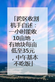 跨区收割机手自述：一小时能收10亩地，有地块每亩低至35元，中午基本不吃饭