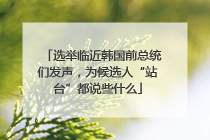 选举临近韩国前总统们发声，为候选人“站台”都说些什么