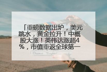 重磅数据出炉，美元跳水，黄金拉升！中概股大涨！英伟达涨超4%，市值重返全球第一！黄仁勋计划出售至多600万股股票