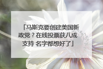 马斯克要创建美国新政党？在线投票获八成支持 名字都想好了