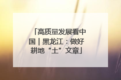 高质量发展看中国｜黑龙江：做好耕地“土”文章
